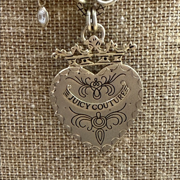Juicy Couture Silver-Tone Heart Charm Necklace with Crown Detail vintage - Picture 2 of 5